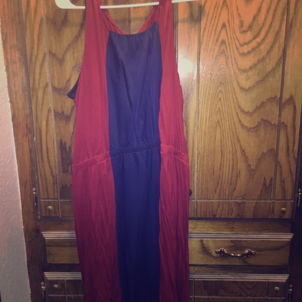Merona XXL layered dress burgundy/blue